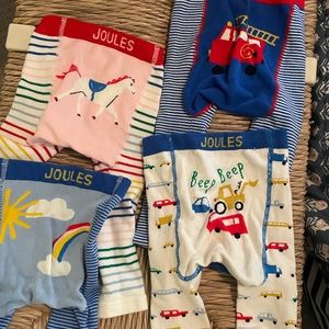 Four pairs of Joules baby leggings / tights 12-24M